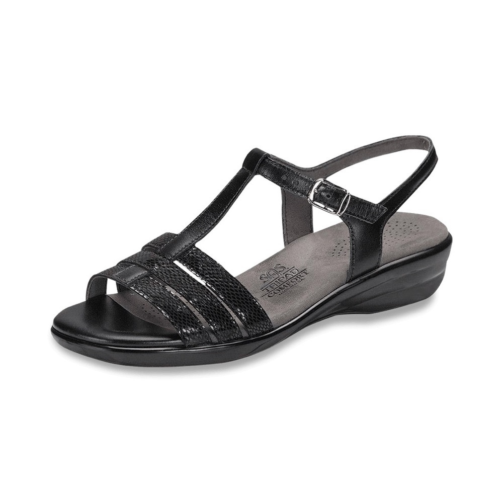 SAS black snake Capri T-Strap Sandal size 10 Narrow
